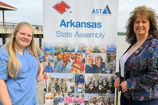 ARSA President Cindy Lewis (right) stands with Daniel Castleberry Memorial Scholarship winner Tabitha Conner (left).